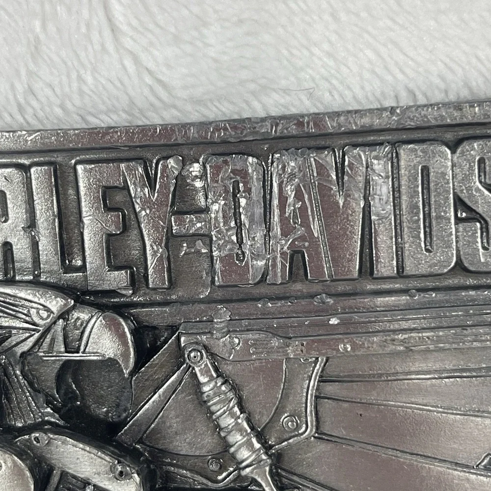 Vintage Harley Davidson Metal Belt Buckle 1989 Eagle Wing V-Twin Engine Rare